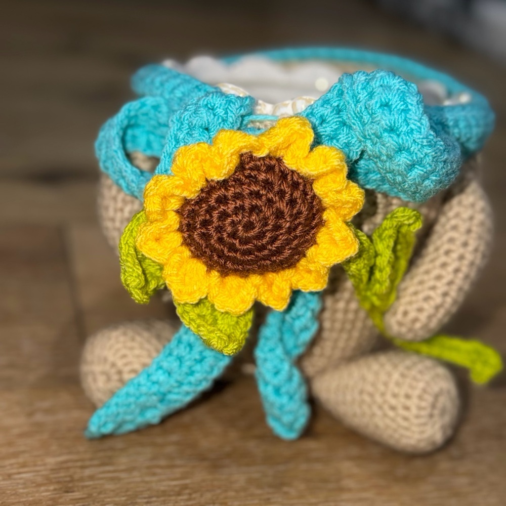 Handmade Crochet Bunny‎ Flower Pot Cover (pot not included)